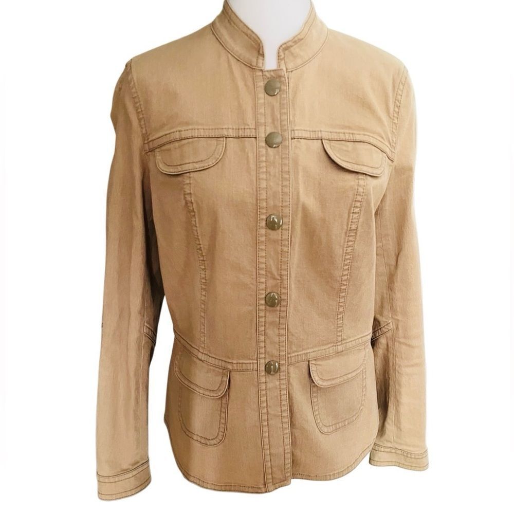Lafayette 148 tan snap front jacket size 2.